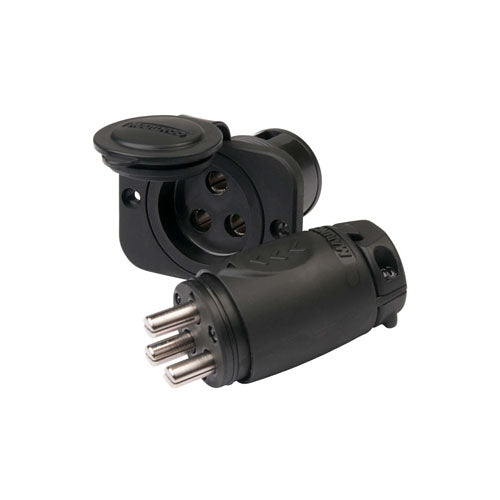 Power plug and receptacle for trolling motor.