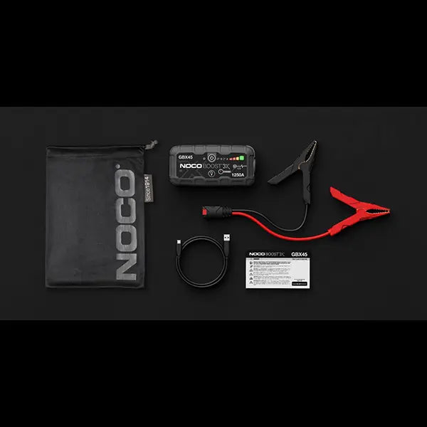 Included in the box of a NOCO GBX45 lithium jump starter