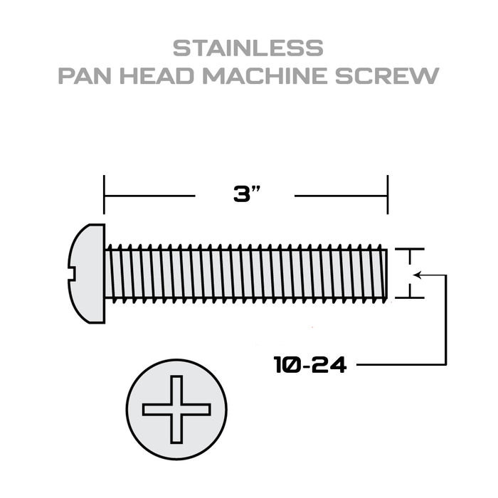10-24 X 3" Stainless Machine Screw 4 Pack