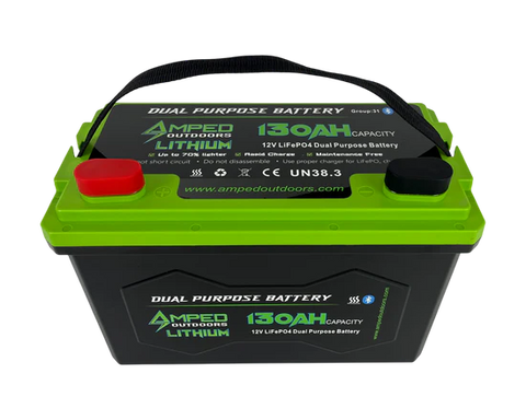 Amped Outdoors 130Ah Dual Purpose Cranking / Electronics Lithium Battery