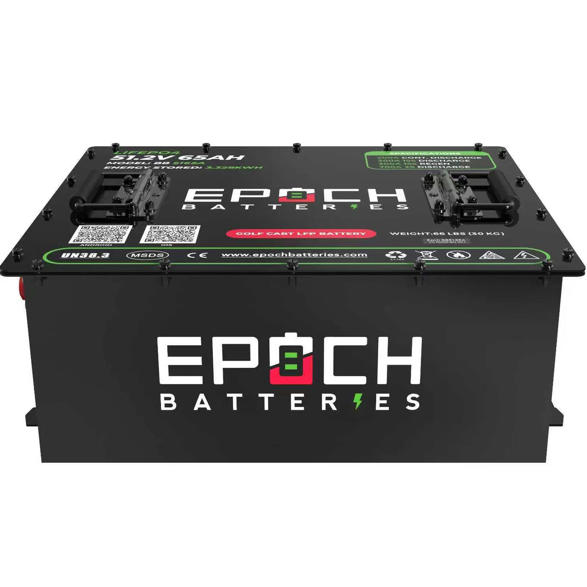 Epoch 48V 65Ah Golf Cart Battery Complete Kit - Lithium (LiFePO4)