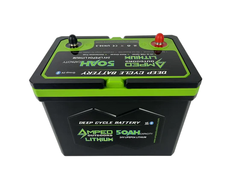 Amped Outdoors 24V 50Ah Lithium Trolling Motor Battery with Charger
