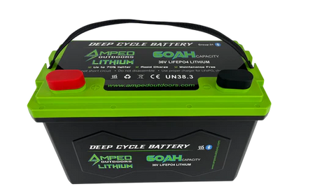 Amped Outdoors 36V 60Ah Lithium Trolling Motor Battery with Charger