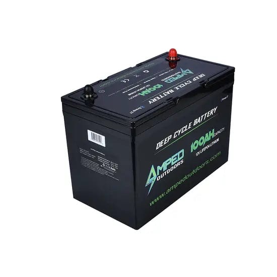 amped outdoors 12v 100ah battery reversed angle view