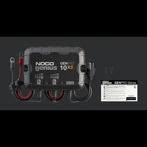 NOCO GenPro10x2 with mounting screws and back label shown