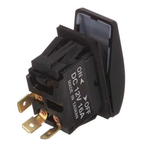 Seachoice Illuminated Rocker Switch, SPST, 3 Terminal, On/Off, Black