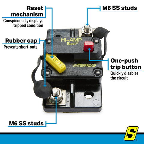 Seachoice 11479 285 Series Surface Mount Circuit Breaker, 30 Amp