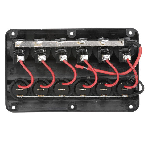 Seachoice 12331 LED 12V 6-Switch Distribution Panel, Pre-Wired, Boat Panel Mount