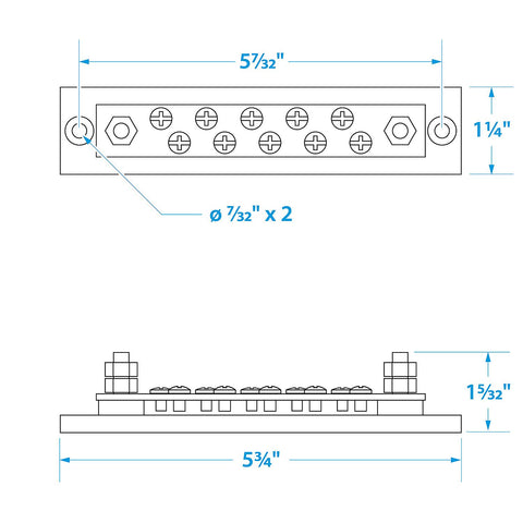 Seachoice 13631 Terminal Block, 10-Gang, Brass Clips and Contacts