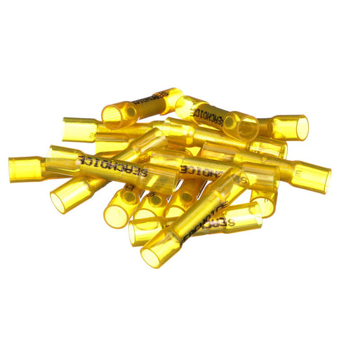 Seachoice Heat Shrink Butt Connector Wire, Solderless, Fits 12-10 Wire Range, Yellow, Pack of 25