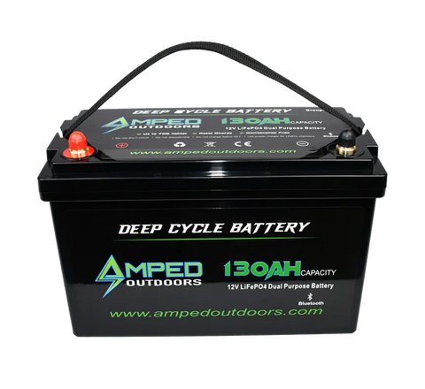 Amped outdoors 130ah dual purpose lithium battery.