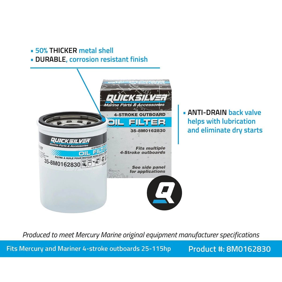 Quicksilver 8M0162830 oil filter.