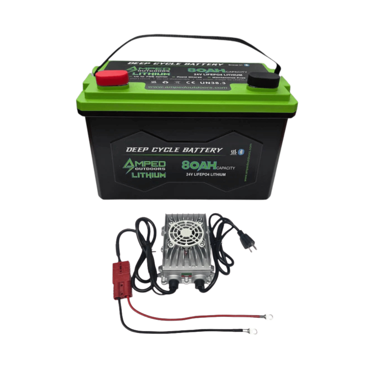 Amped Outdoors 24V 80Ah Lithium Trolling Motor Battery with Charger
