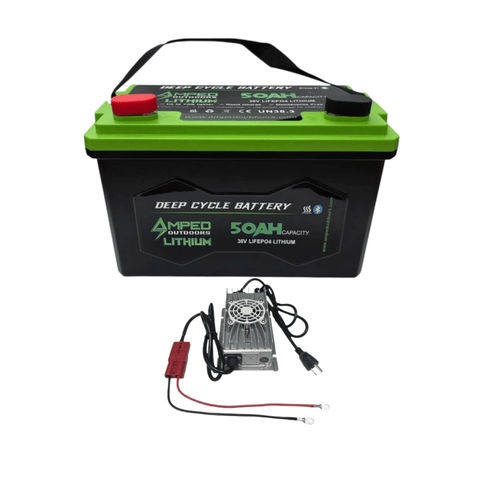 Amped Outdoors 36V 50Ah Lithium Trolling Motor Battery with Charger