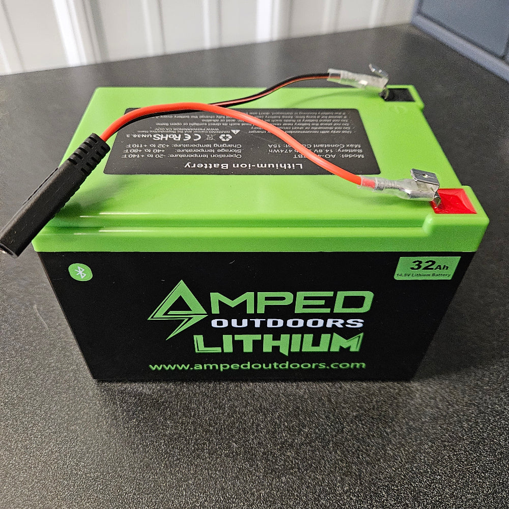 Amped Outdoors 32ah most popular lithium shuttle battery.