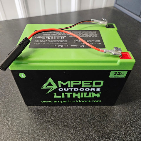 Amped Outdoors 32ah most popular lithium shuttle battery.