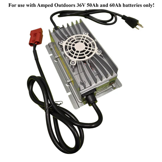 Amped Outdoors 36 volt charger for lithium trolling motor batteries.