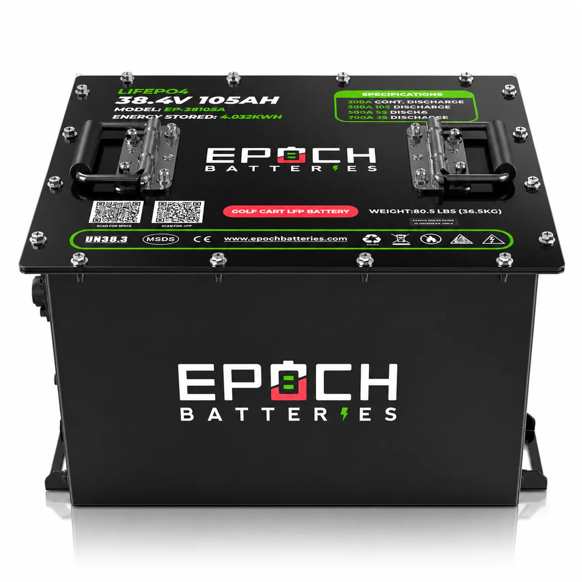Epoch 36V 105Ah Golf Cart Battery Complete Kit - Lithium (LiFePO4)