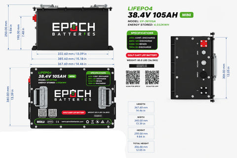 Epoch 36V 105Ah Golf Cart Battery Complete Kit - Lithium (LiFePO4)
