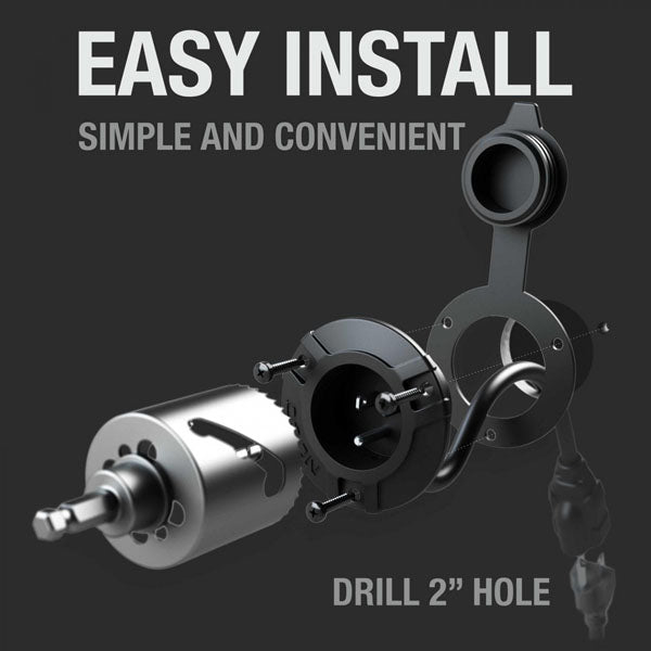 easy to install with a 2" hole saw on a drill