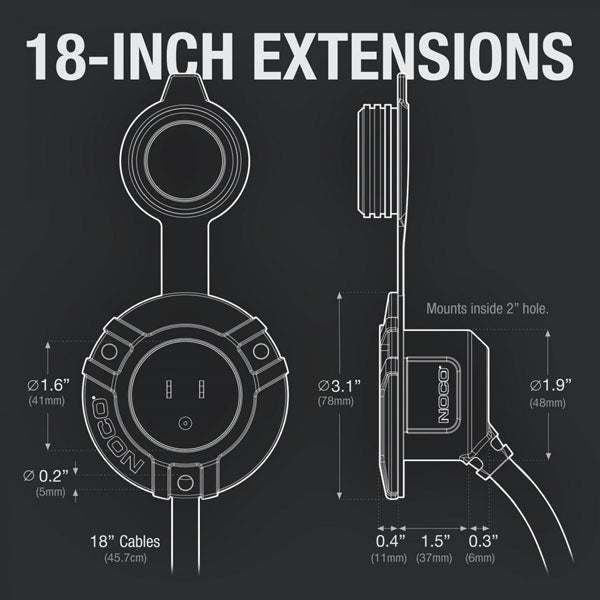 dimensions of the ac port on noco gcp