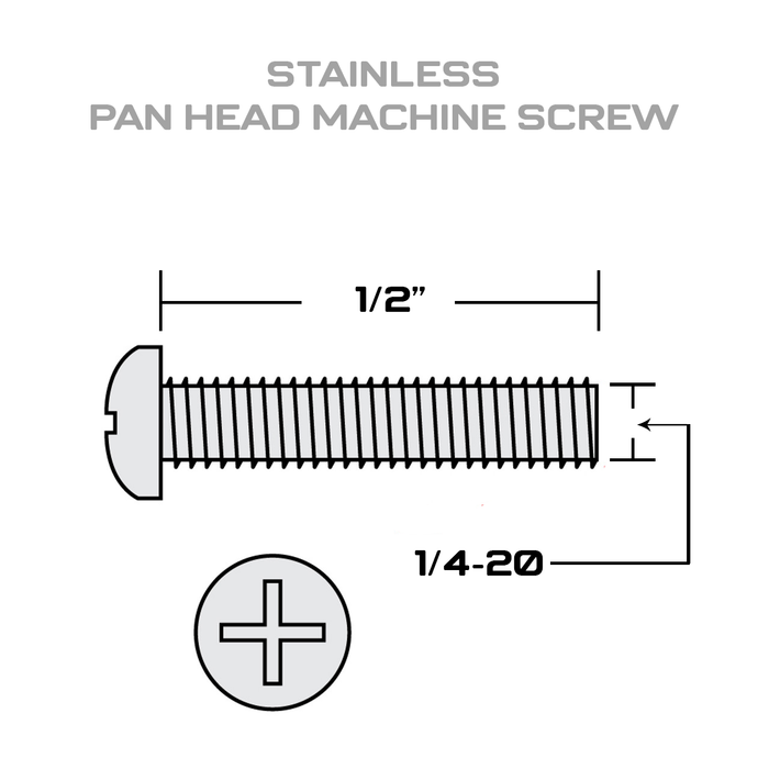1/4-20 x 1/2" Stainless Machine Screw 6 Pack