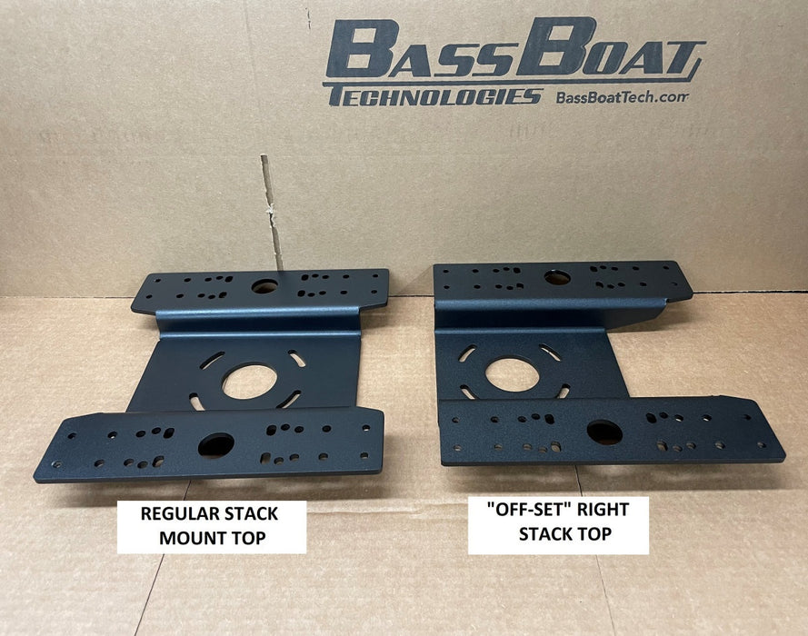 Bass Boat Technologies dual bow mounts for fish finders.