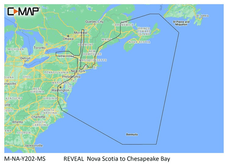 C-Map Reveal Nova Scotia to Chesapeake Bay map card for fish finders