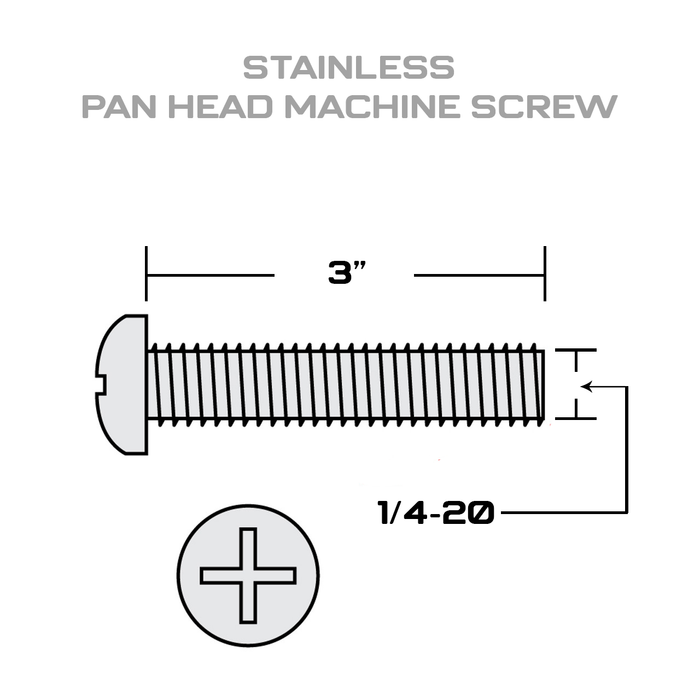 1/4-20 X 3" Stainless Machine Screw 2 Pack