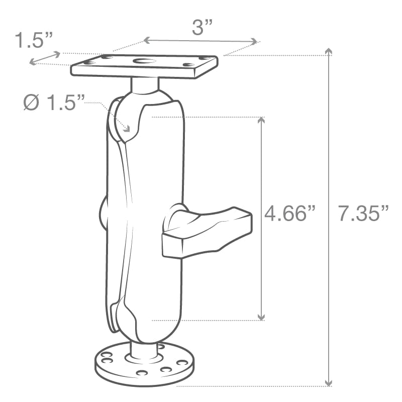 RAM® Drill-Down Double Ball Mount for Humminbird Helix 5