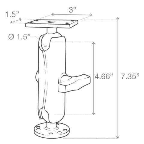 RAM® Drill-Down Double Ball Mount for Humminbird Helix 5