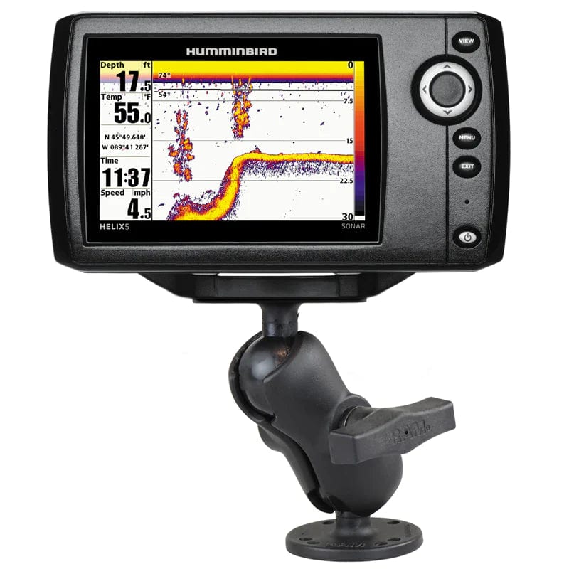 RAM® Drill-Down Double Ball Mount for Humminbird Helix 5 - Short Arm