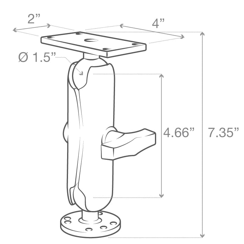 RAM® Drill-Down Double Ball Mount for Humminbird Helix 7